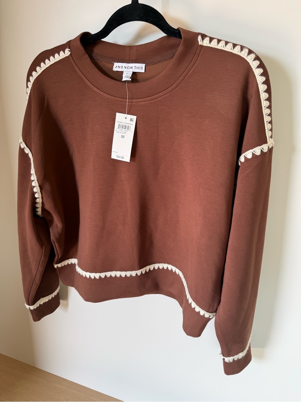 And Now This Women’s Brown Cropped Sweatshirt with Contrast Trim